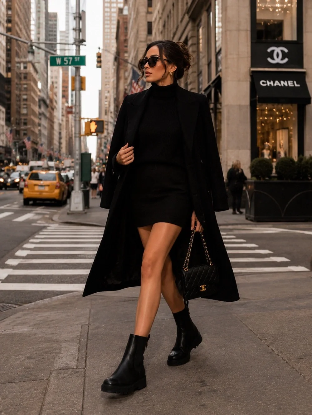 CHANEL Black Leather Platform Chelsea Booties with CC Toe Motif - Picture 7 of 12